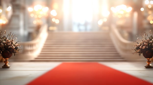 Grand staircase, red carpet, event backdrop photo
