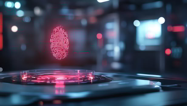 Biotech lab virus research, futuristic setting photo
