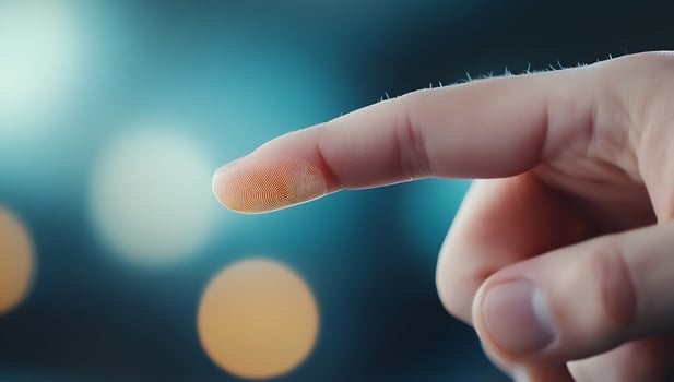 Fingertip touching screen bokeh background digital interaction website design photo