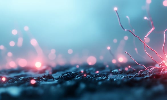 Glowing abstract plants, futuristic landscape. Scifi background, digital art photo