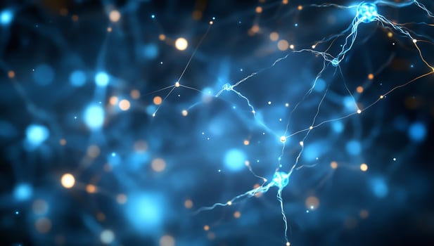Abstract neural network, glowing connections, digital background, science concept photo