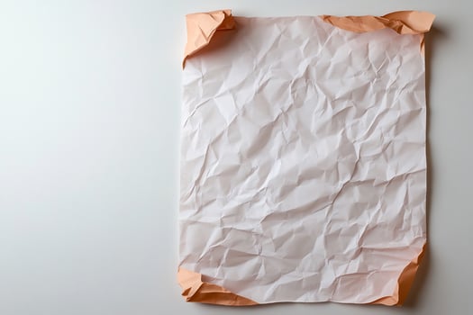 Crumpled paper, corners folded, white background, texture, design element photo