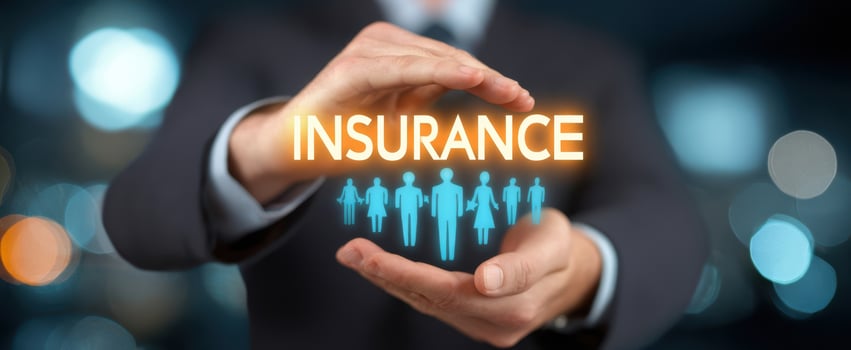 The Insurance Protection Concept with Businessman Hands and People Icons photo