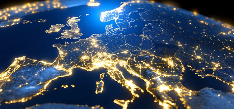 Europe night lights, global view, cityscapes, travel photo