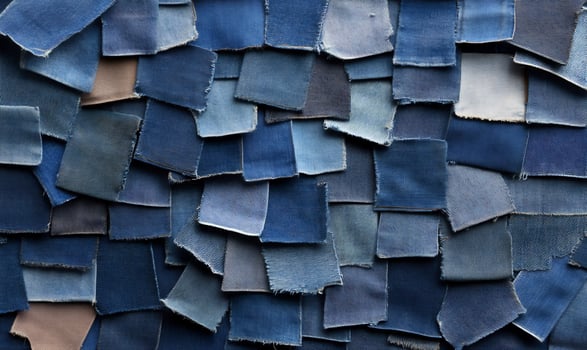 Blue denim fabric swatches background texture photo