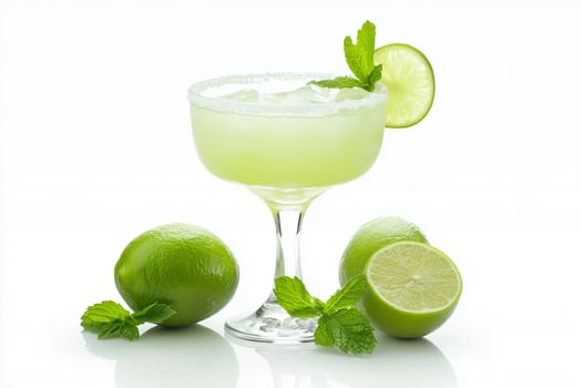 Fresh Margarita Cocktail with Lime, Mint, and Ice photo