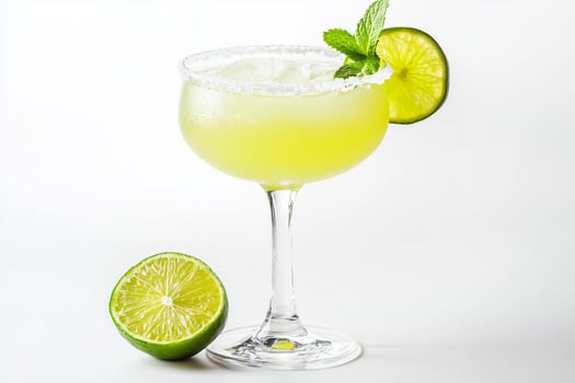 Classic Margarita Cocktail with Lime and Mint Garnish photo
