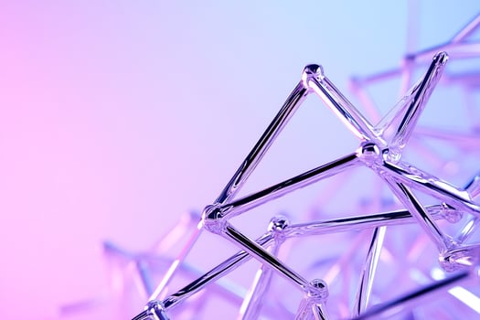 Abstract glass structure, purpleblue light, connections, network photo