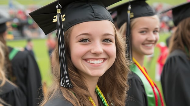 Happy graduate smiles at ceremony photo