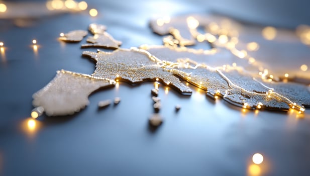 Global network connection, illuminated map photo