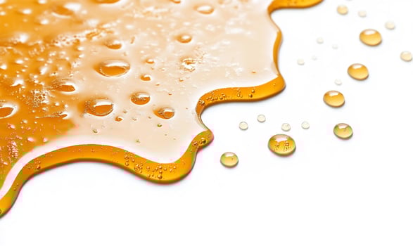 Honey spill, white background, food texture, cooking photo