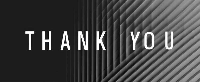 The Thank You Text on Minimal Monochrome Background with Diagonal Light and Shadow photo
