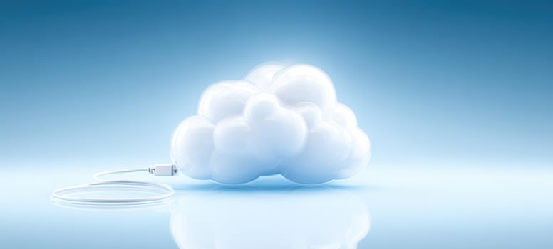 The Cloud Connected by USB Cable Symbolizing Remote Data Storage and Digital Backup photo