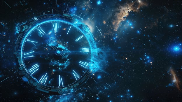Clock nebula abstract space digital art time concept photo