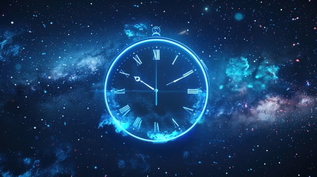 Abstract clock in space time and universe conceptual art photo