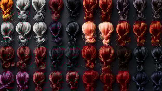 Hair color swatches showcase spectrum of dye shades photo