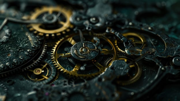 Intricate clockwork mechanism gears engineering precision and time photo