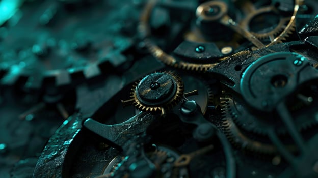 Mechanical gears abstract clockwork machinery close up design photo