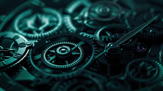Intricate clockwork gears and time mechanism photo