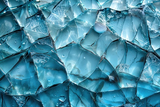 Abstract blue fractured glass mosaic texture and light photo