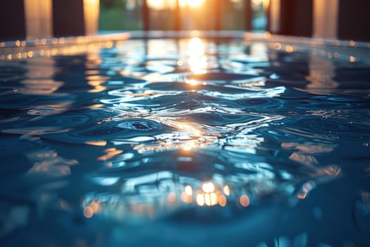 Rippling water surface reflecting sunlight in swimming pool tranquil abstract blue texture background photo