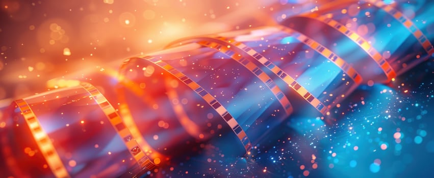 Abstract filmstrip background with motion blur and dynamic colors for cinematic design photo