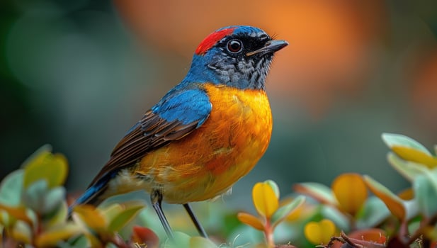 Colorful bird on branch with vibrant plumage wildlife observation photo