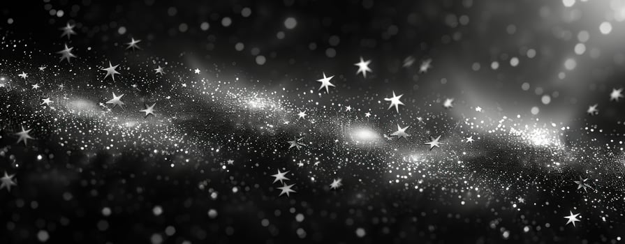 Starry night abstract glittering bokeh black and white background photo