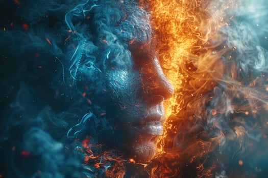 Fiery ice profile creative abstract background photo