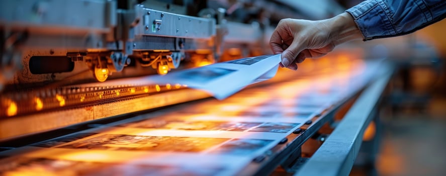 Industrial printing press production in a modern factory photo