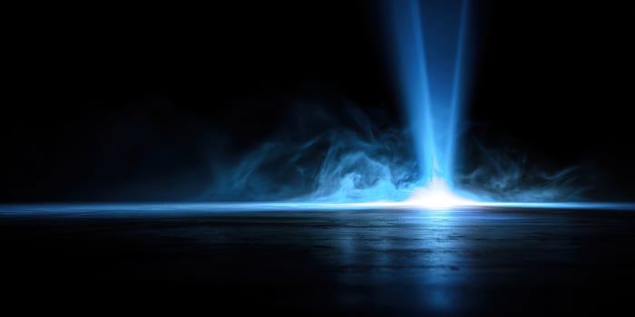 The Majestic Encounter of Light and Smoke in an Ethereal Setting photo