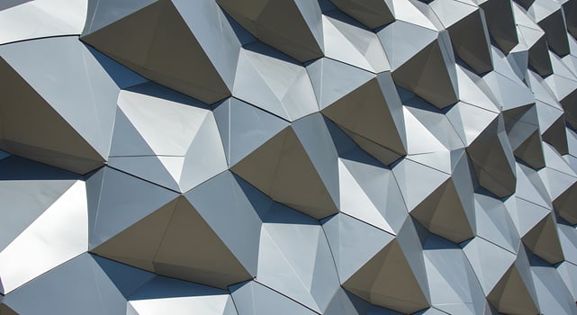 A building with geometric shapes on it photo