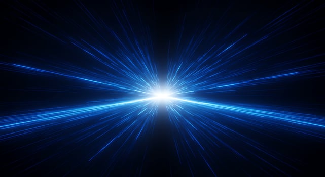 Blue light rays on a black background photo