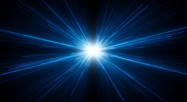 Radiant Blue Light Beams Exploding from a Central Singularity photo