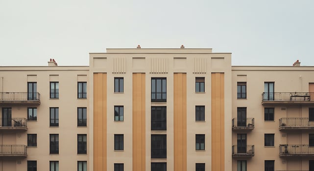 A building with many windows and balconies photo