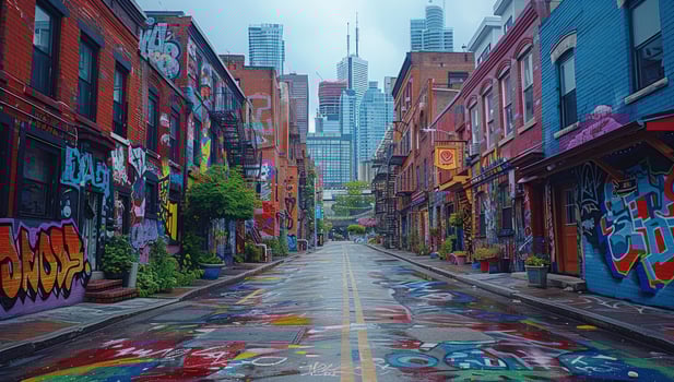Graffiti alley urban art and architecture colorful street scene photo