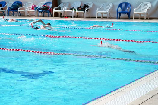 group of swimmers in the pool photo