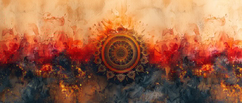 Abstract watercolor mandala pattern with intricate detail design photo