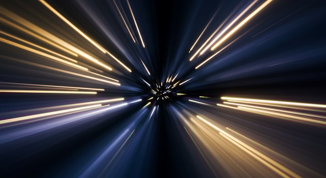 Abstract light tunnel with blue and yellow lights photo