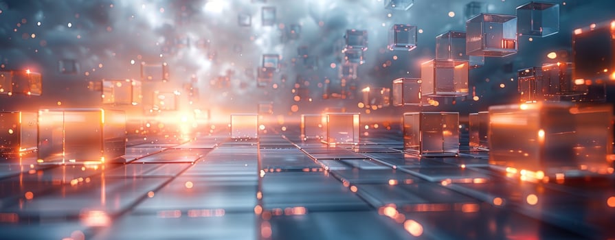 Abstract cubic data network illustration digital future technology photo
