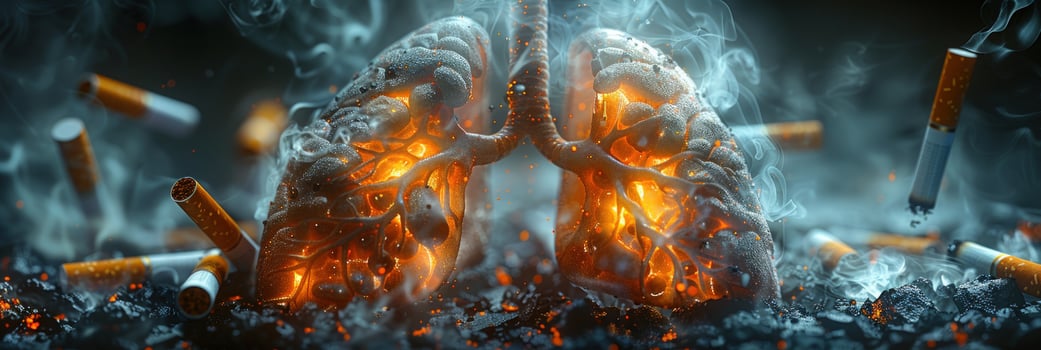 Lung health and smoking consequences medical illustration photo
