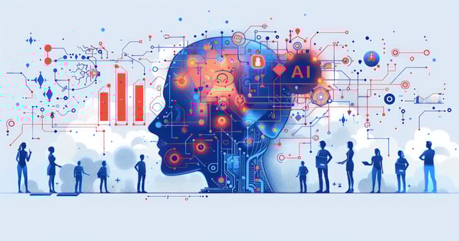 Artificial intelligence technology brain concept with connected people photo