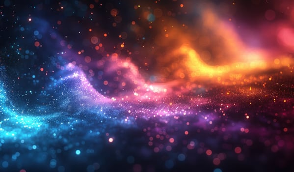 Abstract nebula background with colorful lights and bokeh effect photo