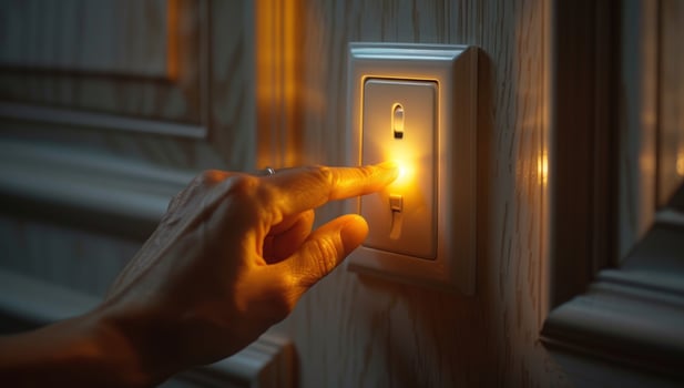 Hand flip light switch power illumination control photo