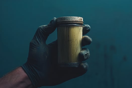 A person holding a yellow filter in their hand photo