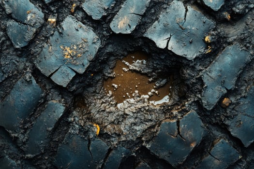 A close up of a tire with dirt and mud photo