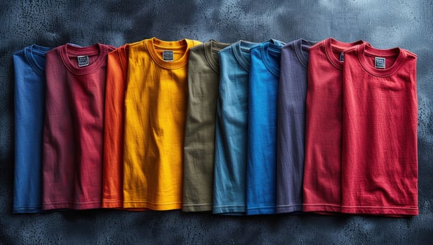 Colorful apparel collection in fabric arrangement for fashion and textile presentation photo