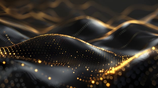 Abstract wavy background with golden light points elegant modern design photo