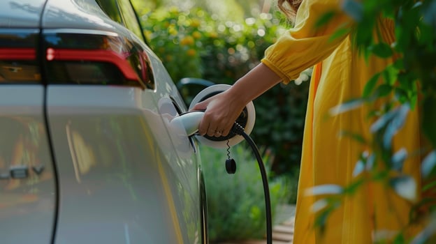 Charging electric car sustainable transportation technology photo