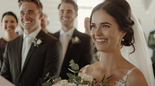 Wedding day celebration groom bride happiness photo